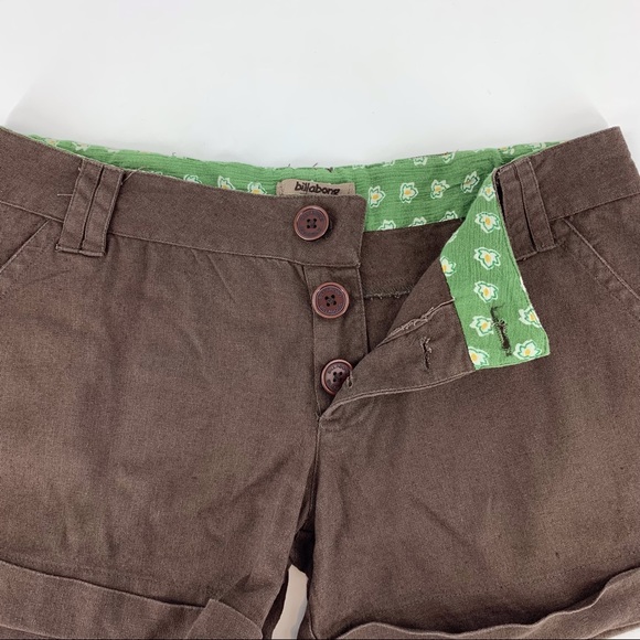 Billabong Brown Linen Blend Button Front Cuffed Shorts, 7 - Picture 6 of 15